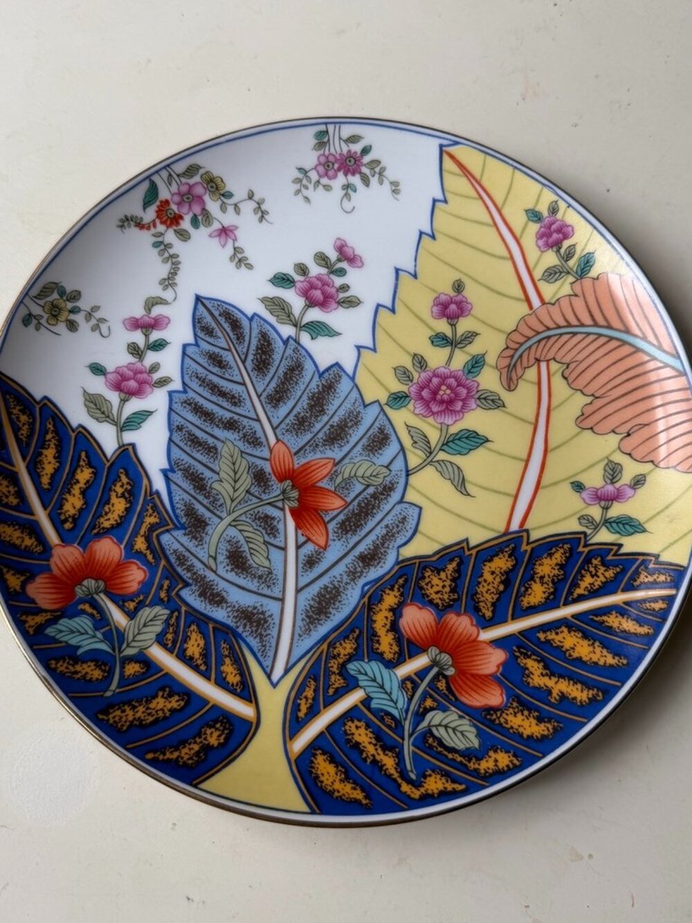 Tobacco Leaf Plate by Seymour Mann 7.5" Plate Genus Nicotiana Gorgeous Colors